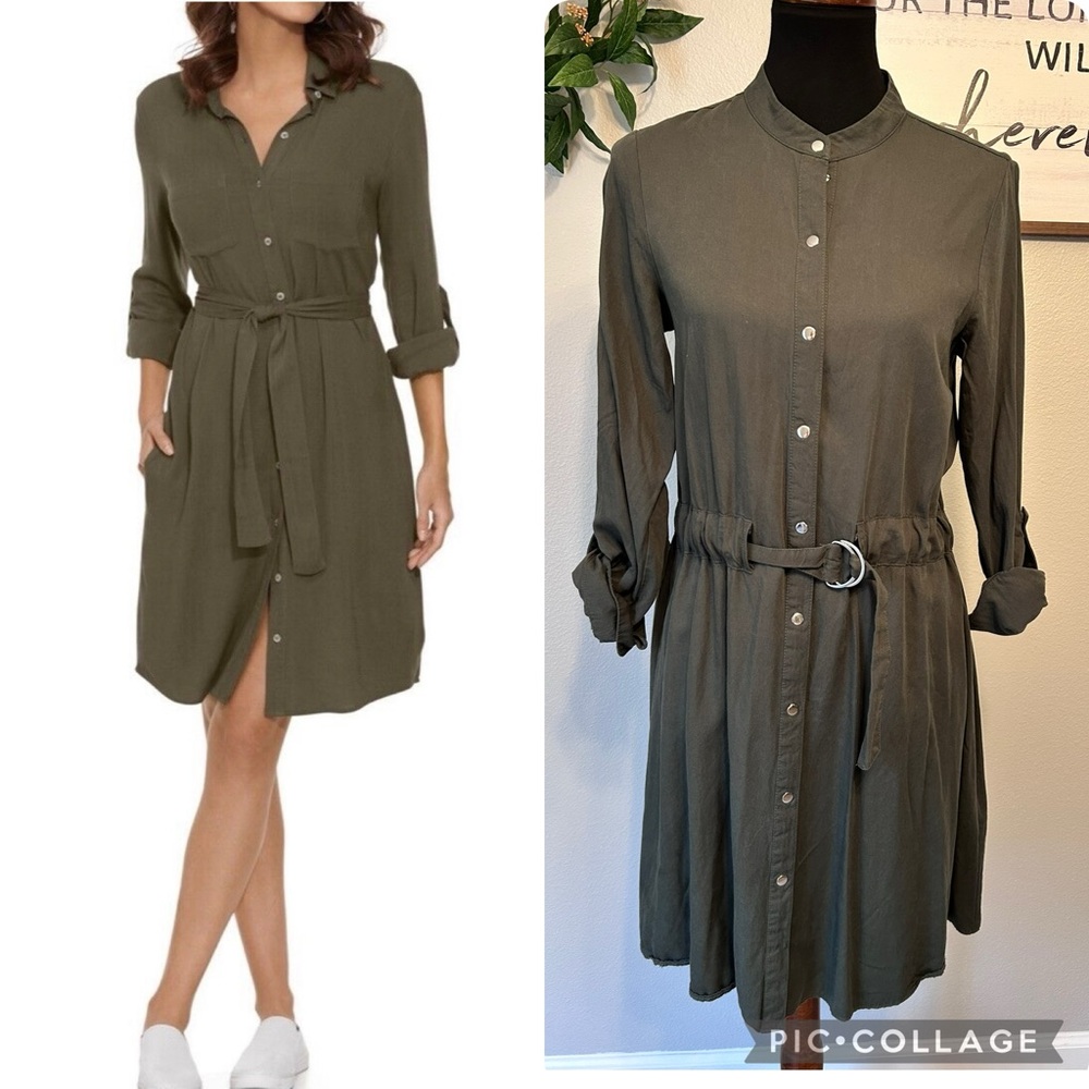 Warehouse military green summer dress size 10